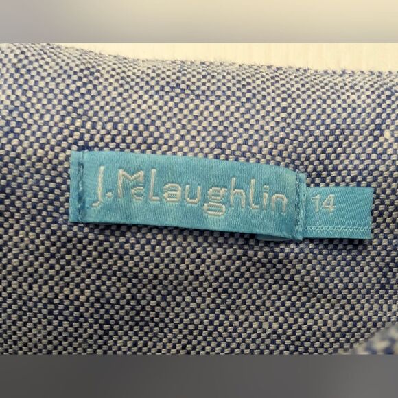 J.McLaughlin Leah Linen-Blend Midi chambray button front sleeveless Dress sz 14 - Picture 7 of 11